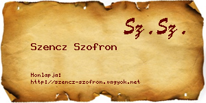 Szencz Szofron névjegykártya